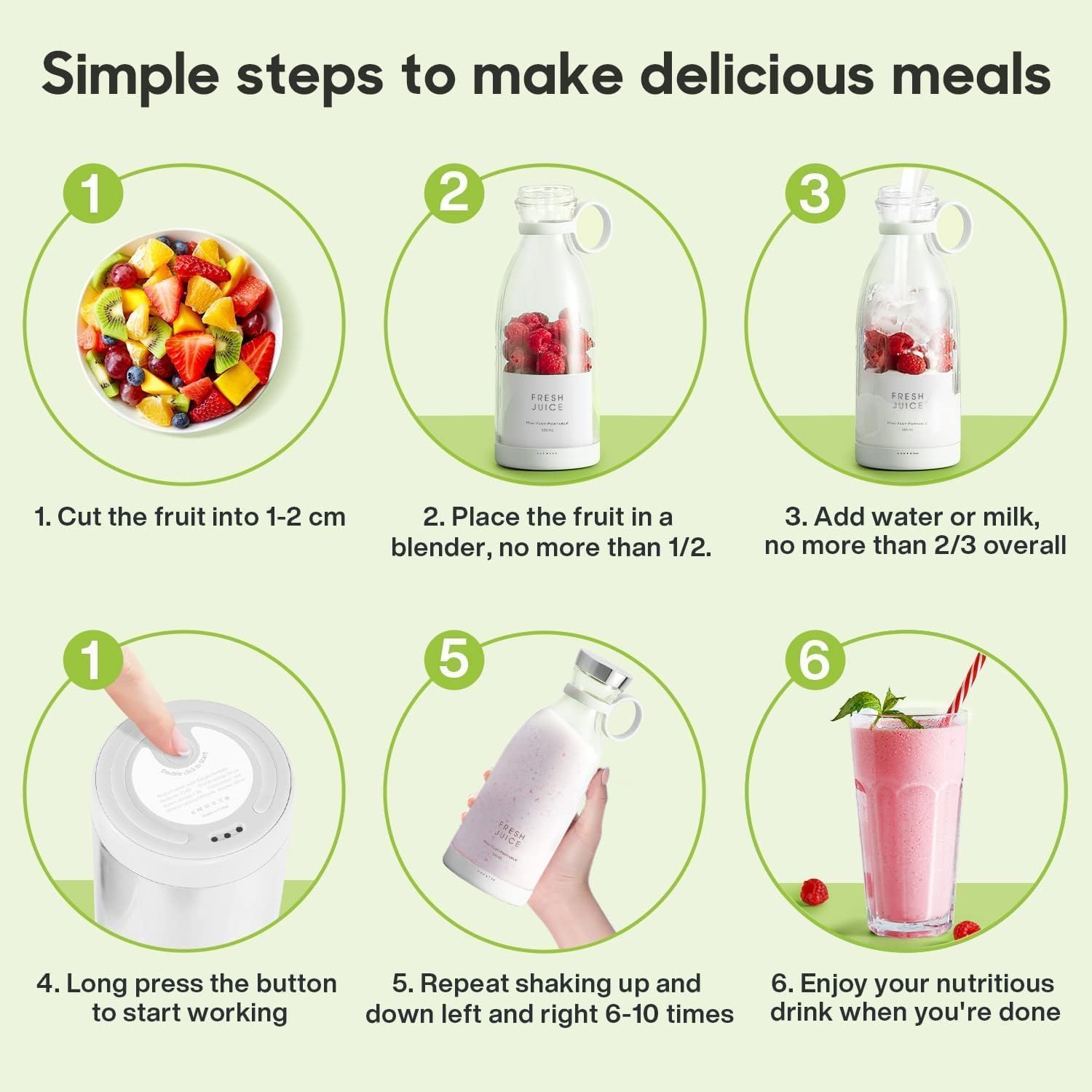 Traverl Portable Mini Juice Blender USB Rechargeable Mixer Juicer for Outdoor